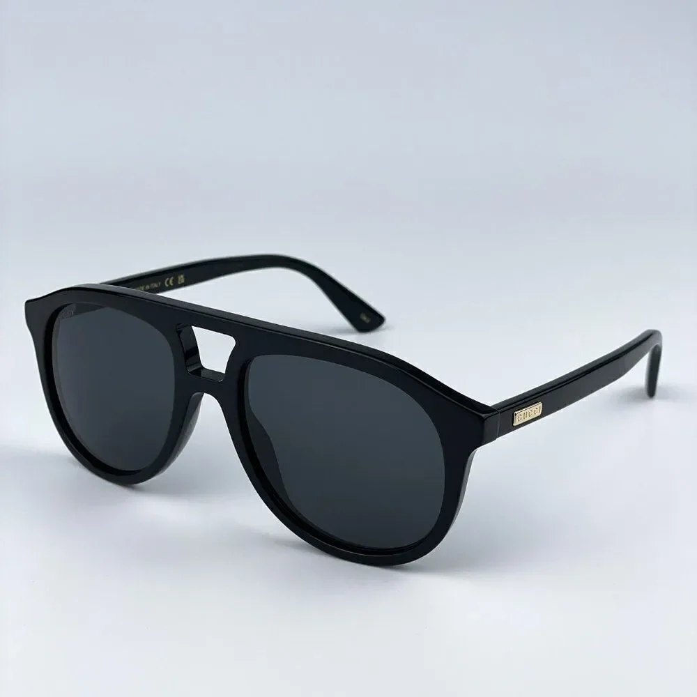 NEW Gucci GG1320S 004 Black Grey Pilot Unisex Sunglasses